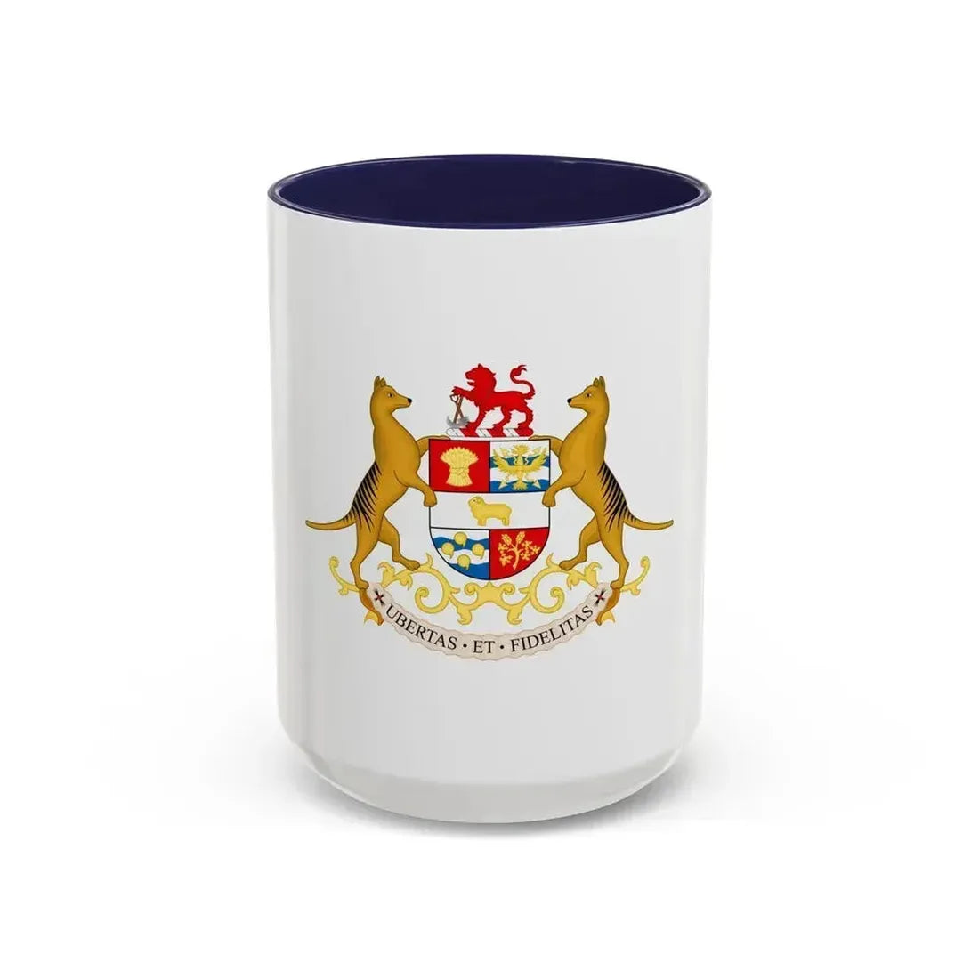 Coat of arms of Tasmania - Accent Coffee Mug 15oz Navy - Go Mug Yourself