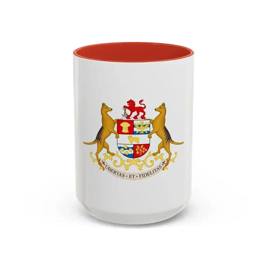 Coat of arms of Tasmania - Accent Coffee Mug 15oz Red - Go Mug Yourself