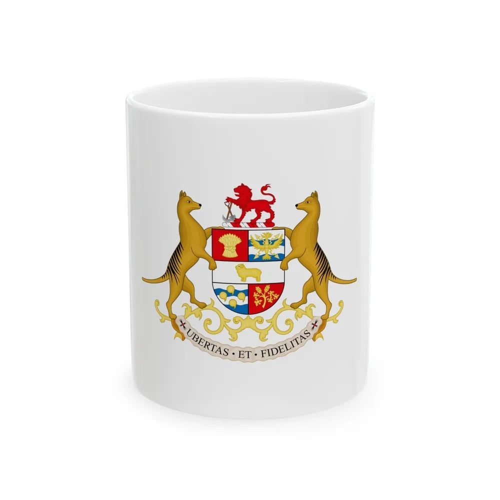 Coat of arms of Tasmania - White Coffee Mug-11oz-Go Mug Yourself