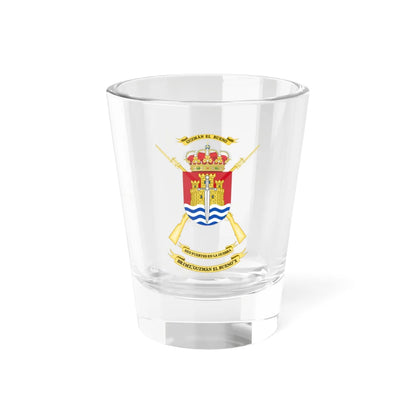 Coat of Arms of the 10th Mechanized Infantry Brigade Guzmán el Bueno (Spain) (Coat of Arms) Shot Glass 1.5oz 1.5oz - Go Mug Yourself