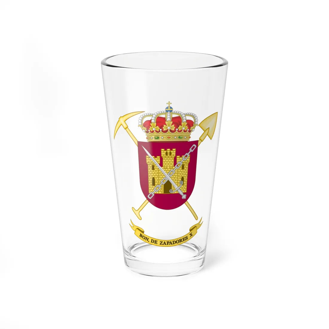 Coat of Arms of the 10th Military Engineering Battalion (Spain) (Coat of Arms) Pint Glass 16oz 16oz - Go Mug Yourself