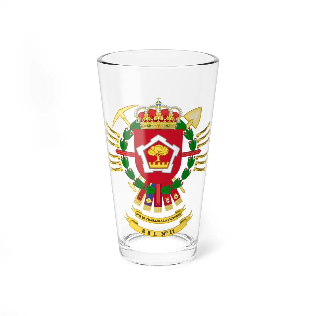 Coat of Arms of the 11th Engineer Regiment (Spain) (Coat of Arms) Pint Glass 16oz 16oz - Go Mug Yourself