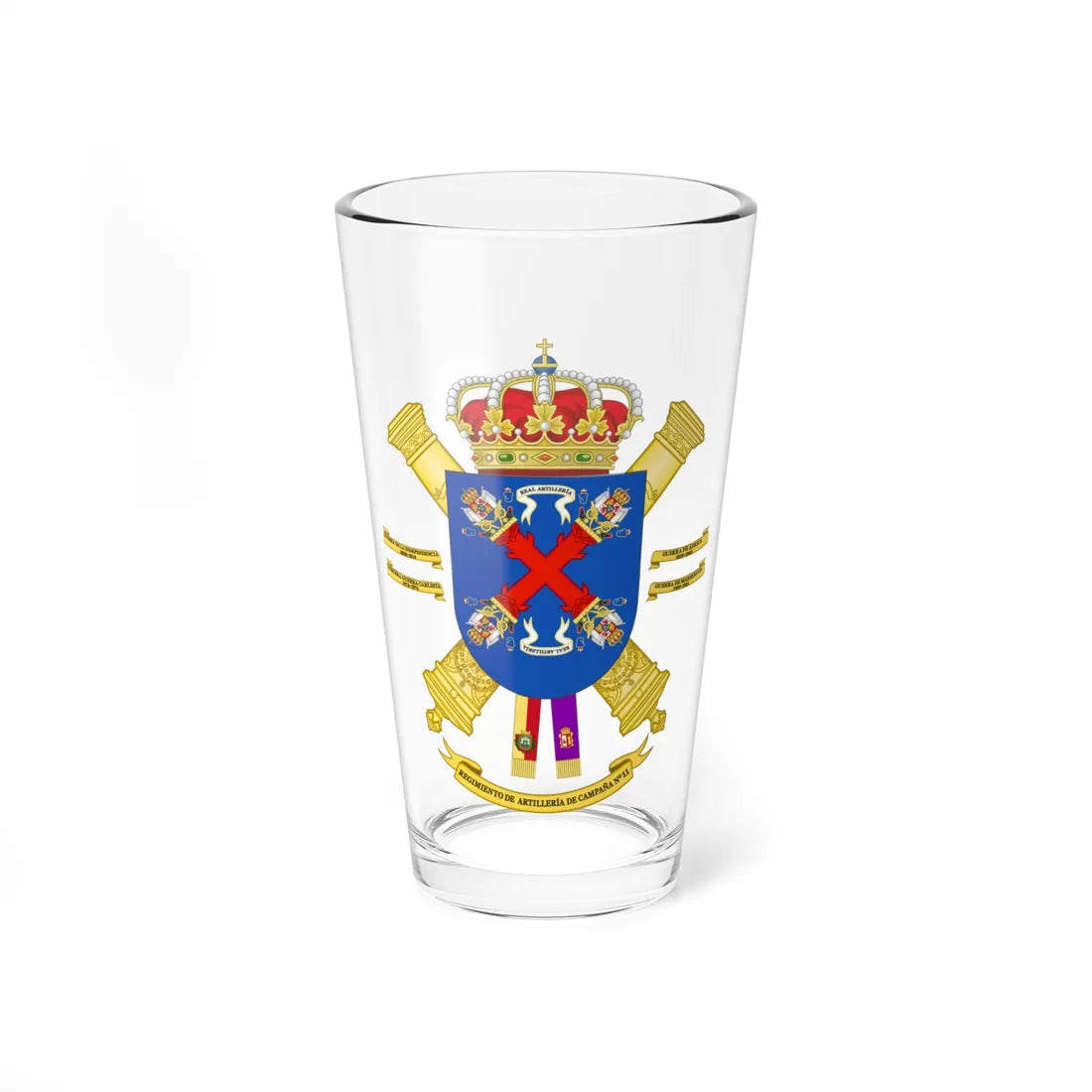 Coat of Arms of the 11th Field Artillery Regiment (Spain) (Coat of Arms) Pint Glass 16oz 16oz - Go Mug Yourself