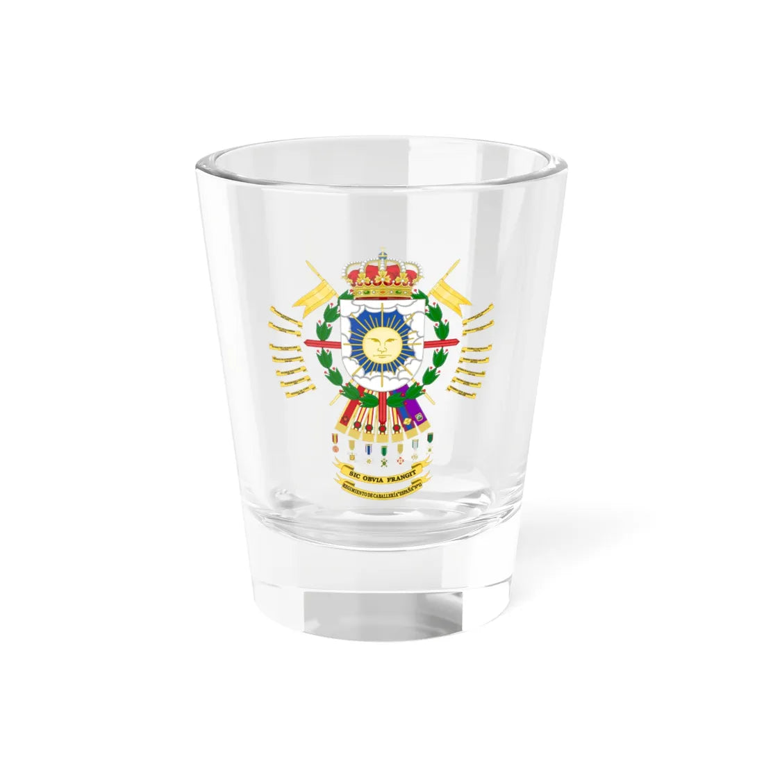 Coat of Arms of the 11th Light Armored Cavalry Regiment España (Spain) (Coat of Arms) Shot Glass 1.5oz 1.5oz - Go Mug Yourself