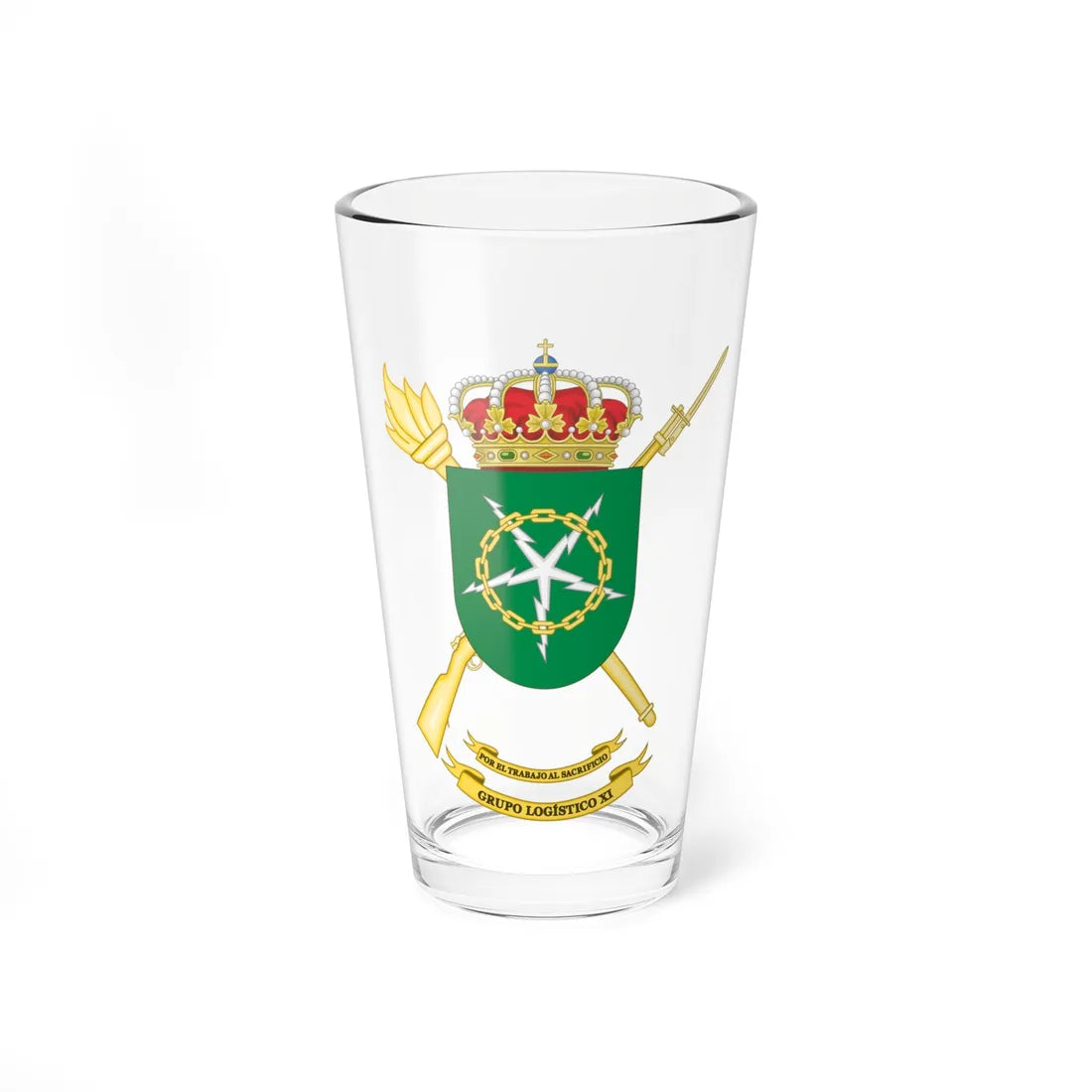 Coat of Arms of the 11th Logistics Group (Spain) (Coat of Arms) Pint Glass 16oz 16oz - Go Mug Yourself
