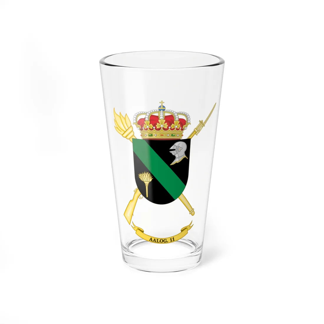 Coat of Arms of the 11th Logistics Support Group (Spain) (Coat of Arms) Pint Glass 16oz 16oz - Go Mug Yourself