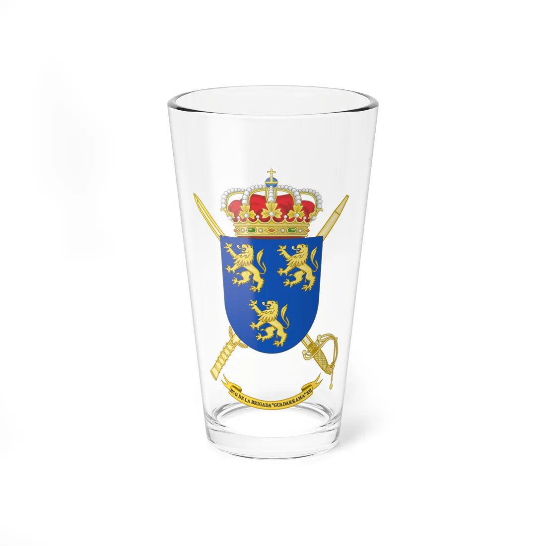 Coat of Arms of the 12th Brigade Guadarrama Headquarters Battalion (Spain) (Coat of Arms) Pint Glass 16oz 16oz - Go Mug Yourself