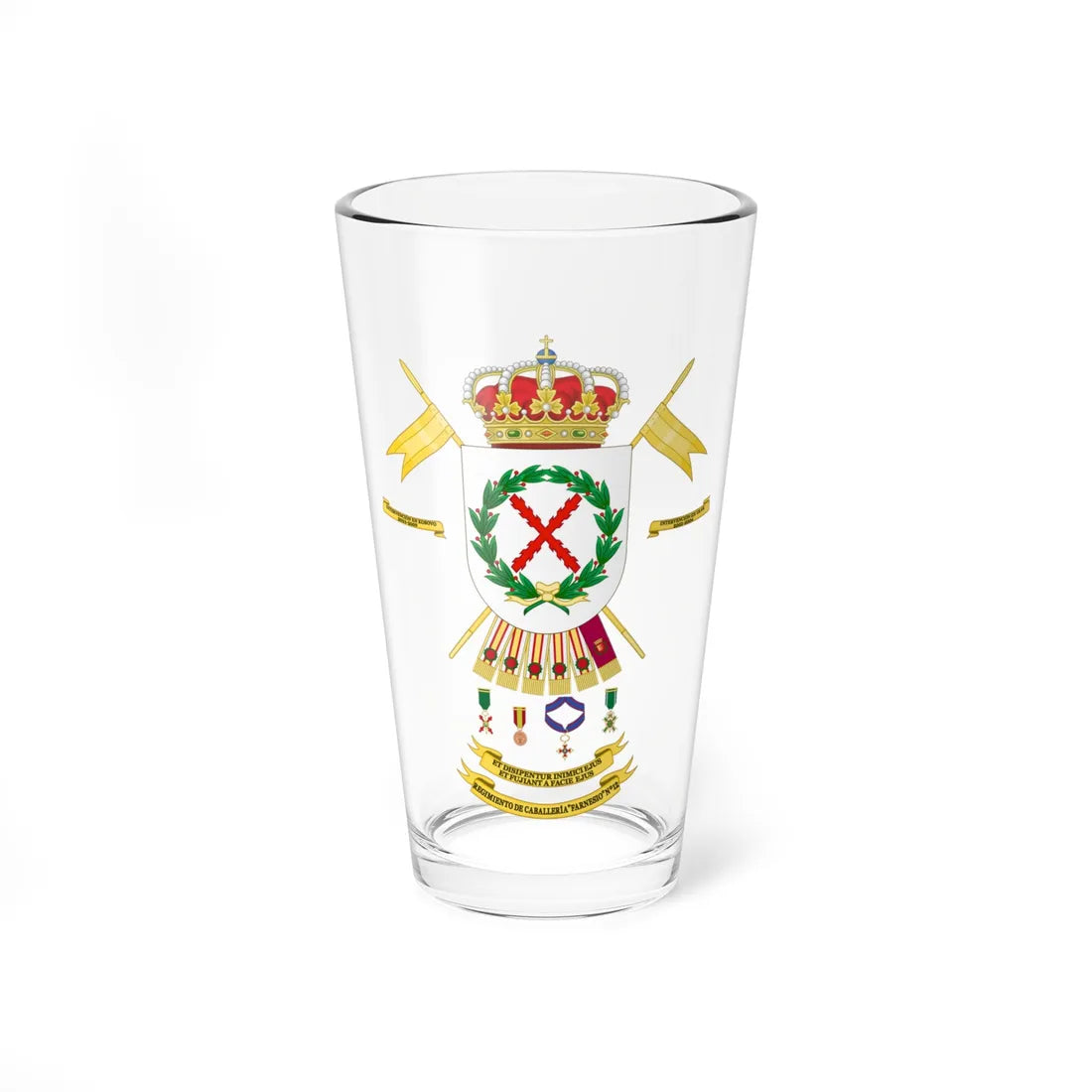 Coat of Arms of the 12th Cavalry Regiment Farnesio (Spain) (Coat of Arms) Pint Glass 16oz 16oz - Go Mug Yourself