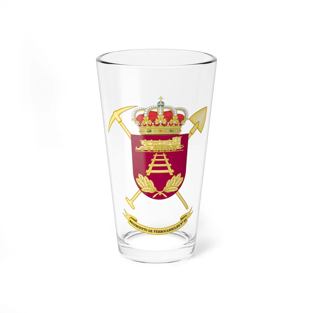 Coat of Arms of the 13th Railway Regiment (Spain) (Coat of Arms) Pint Glass 16oz 16oz - Go Mug Yourself