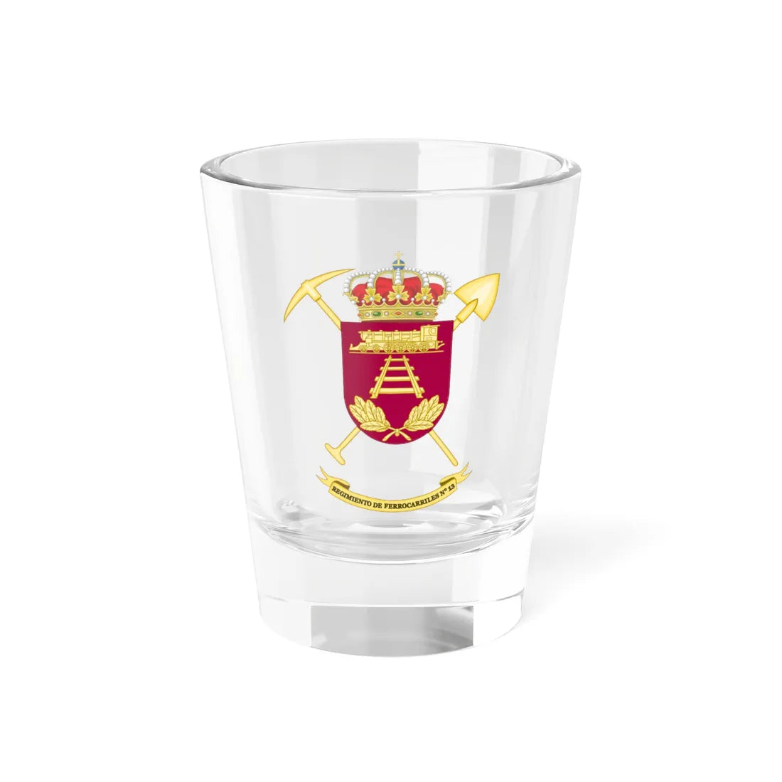 Coat of Arms of the 13th Railway Regiment (Spain) (Coat of Arms) Shot Glass 1.5oz 1.5oz - Go Mug Yourself