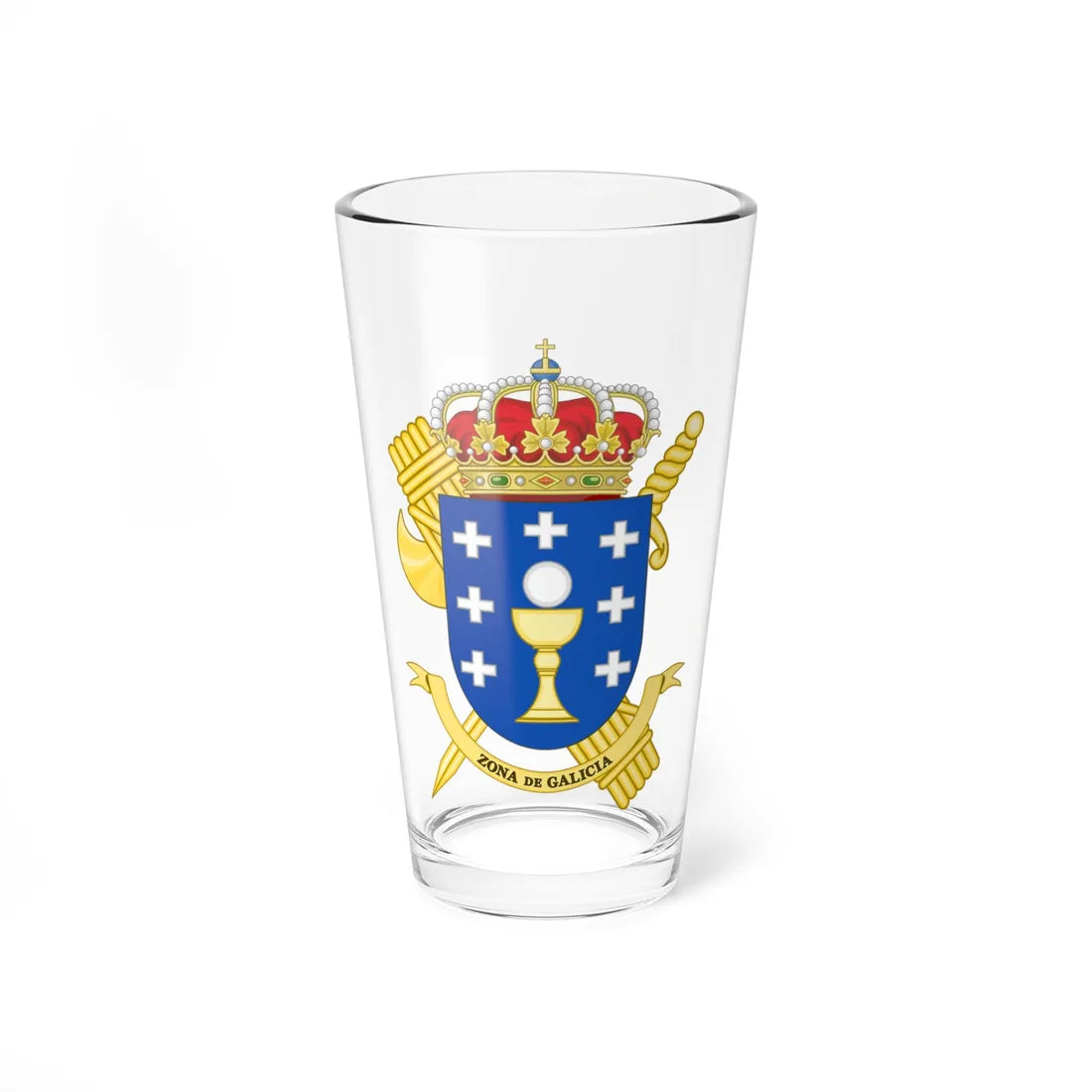 Coat of Arms of the 15th Zone of the Guardia Civil - Galicia (Spain) (Coat of Arms) Pint Glass 16oz 16oz - Go Mug Yourself