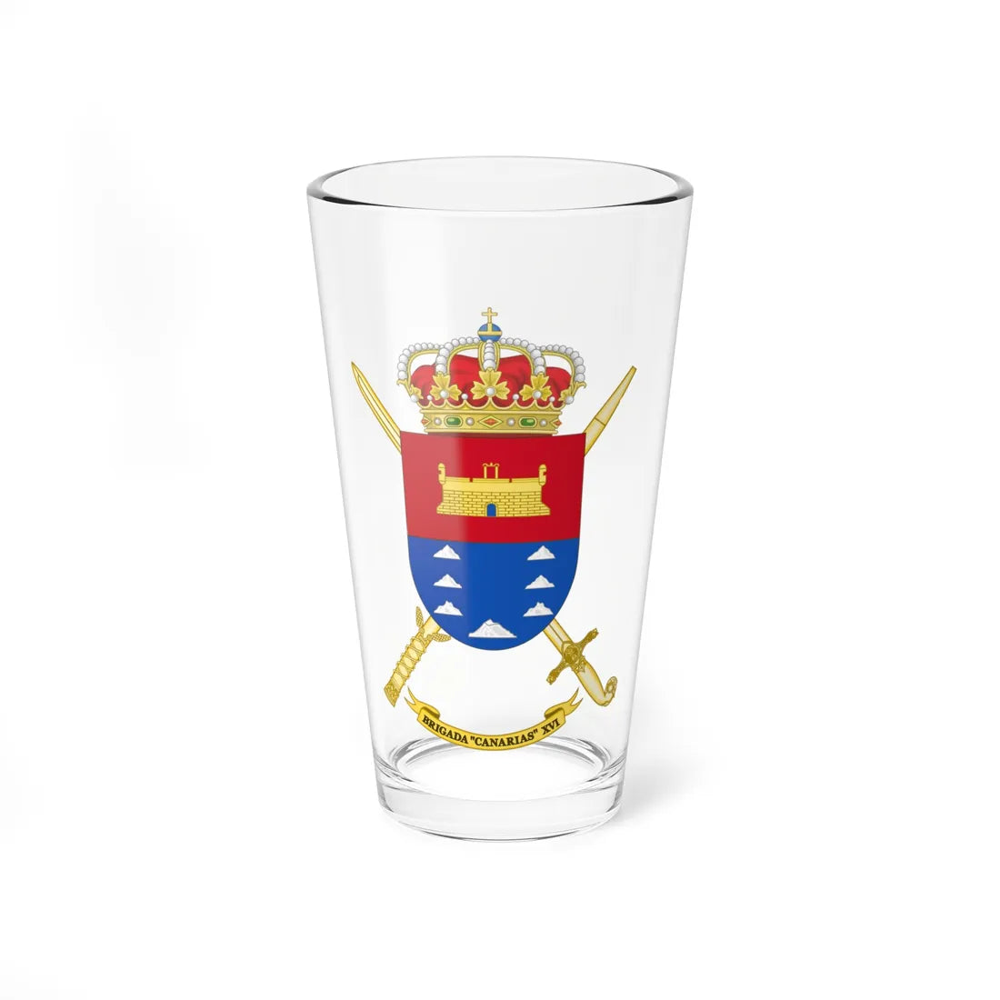 Coat of Arms of the 16th Brigade Canarias Polyvalent Brigade (Spain) (Coat of Arms) Pint Glass 16oz 16oz - Go Mug Yourself