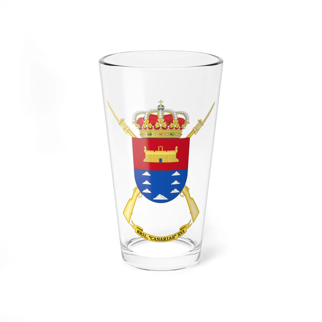 Coat of Arms of the 16th Light Infantry Brigade Canarias (Spain) (Coat of Arms) Pint Glass 16oz 16oz - Go Mug Yourself