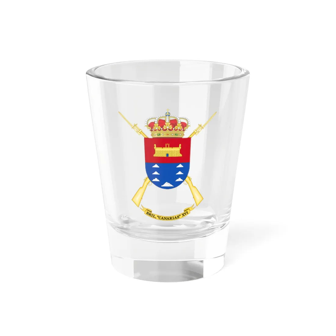 Coat of Arms of the 16th Light Infantry Brigade Canarias (Spain) (Coat of Arms) Shot Glass 1.5oz 1.5oz - Go Mug Yourself