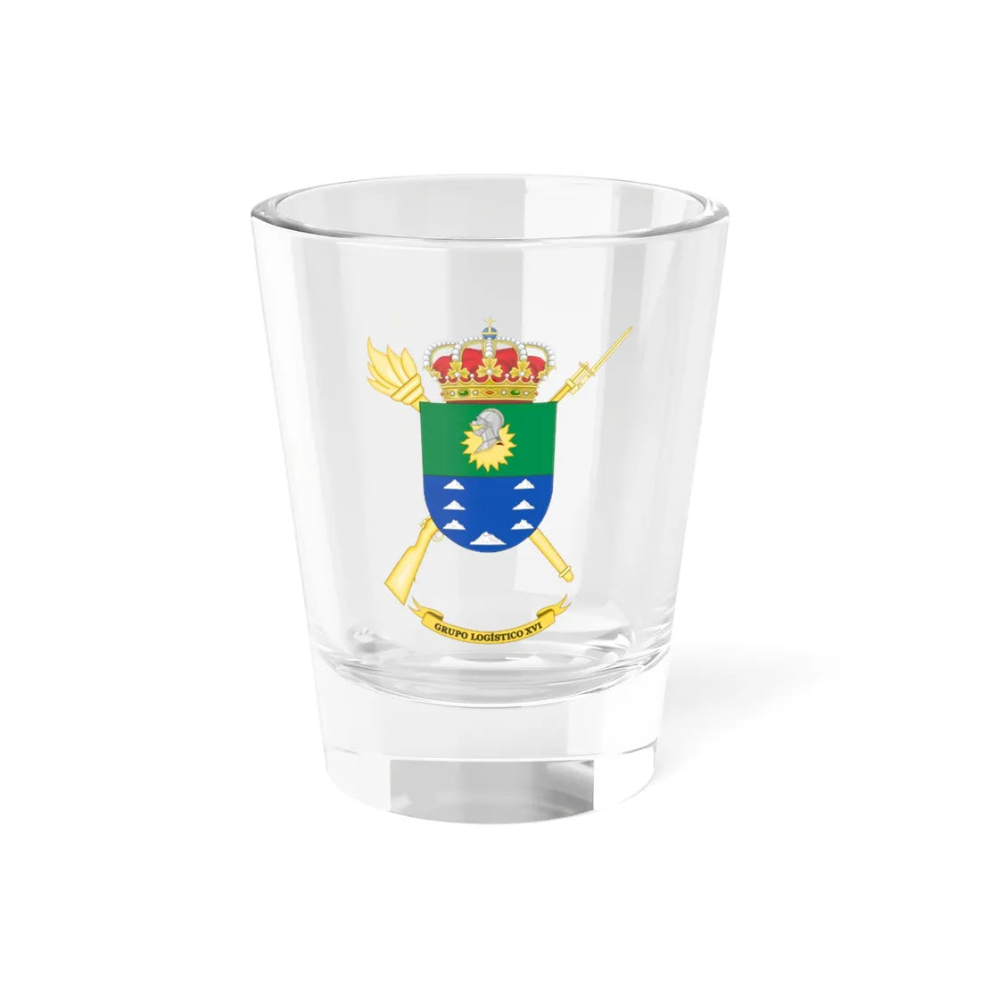 Coat of Arms of the 16th Logistics Group (Spain) (Coat of Arms) Shot Glass 1.5oz 1.5oz - Go Mug Yourself