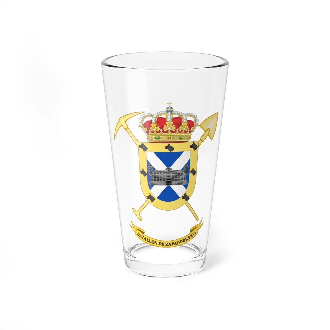 Coat of Arms of the 16th Military Engineering Battalion (Spain) (Coat of Arms) Pint Glass 16oz 16oz - Go Mug Yourself