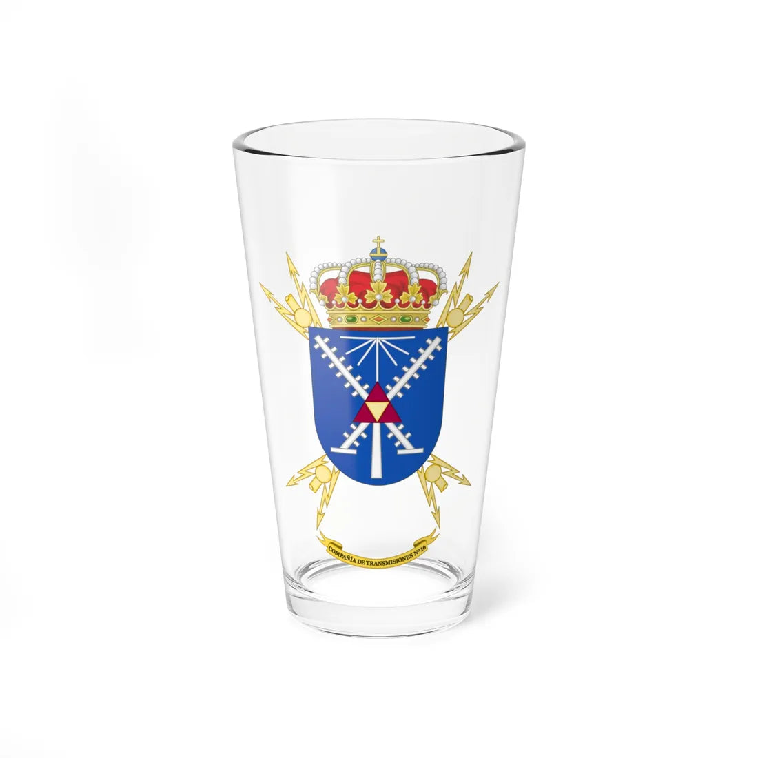 Coat of Arms of the 16th Signals Company (Spain) (Coat of Arms) Pint Glass 16oz 16oz - Go Mug Yourself