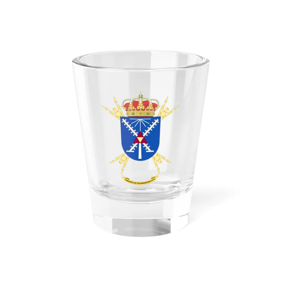 Coat of Arms of the 16th Signals Company (Spain) (Coat of Arms) Shot Glass 1.5oz 1.5oz - Go Mug Yourself