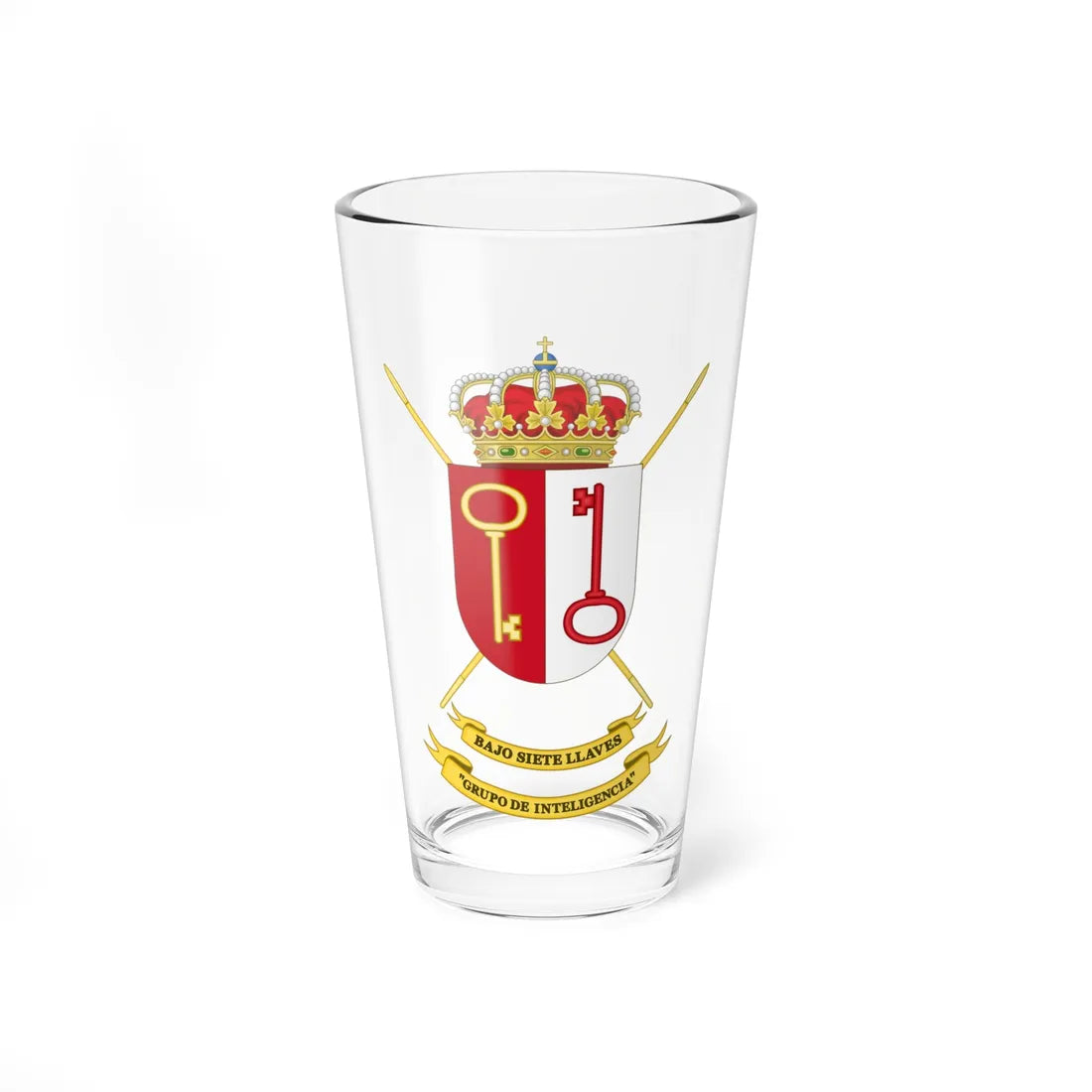 Coat of Arms of the 1st-1 Intelligence Analysis Group (Spain) (Coat of Arms) Pint Glass 16oz 16oz - Go Mug Yourself