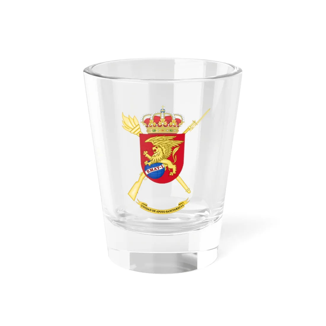 Coat of Arms of the 1st-1 Spanish Army Health Support Unit (Spain) (Coat of Arms) Shot Glass 1.5oz 1.5oz - Go Mug Yourself