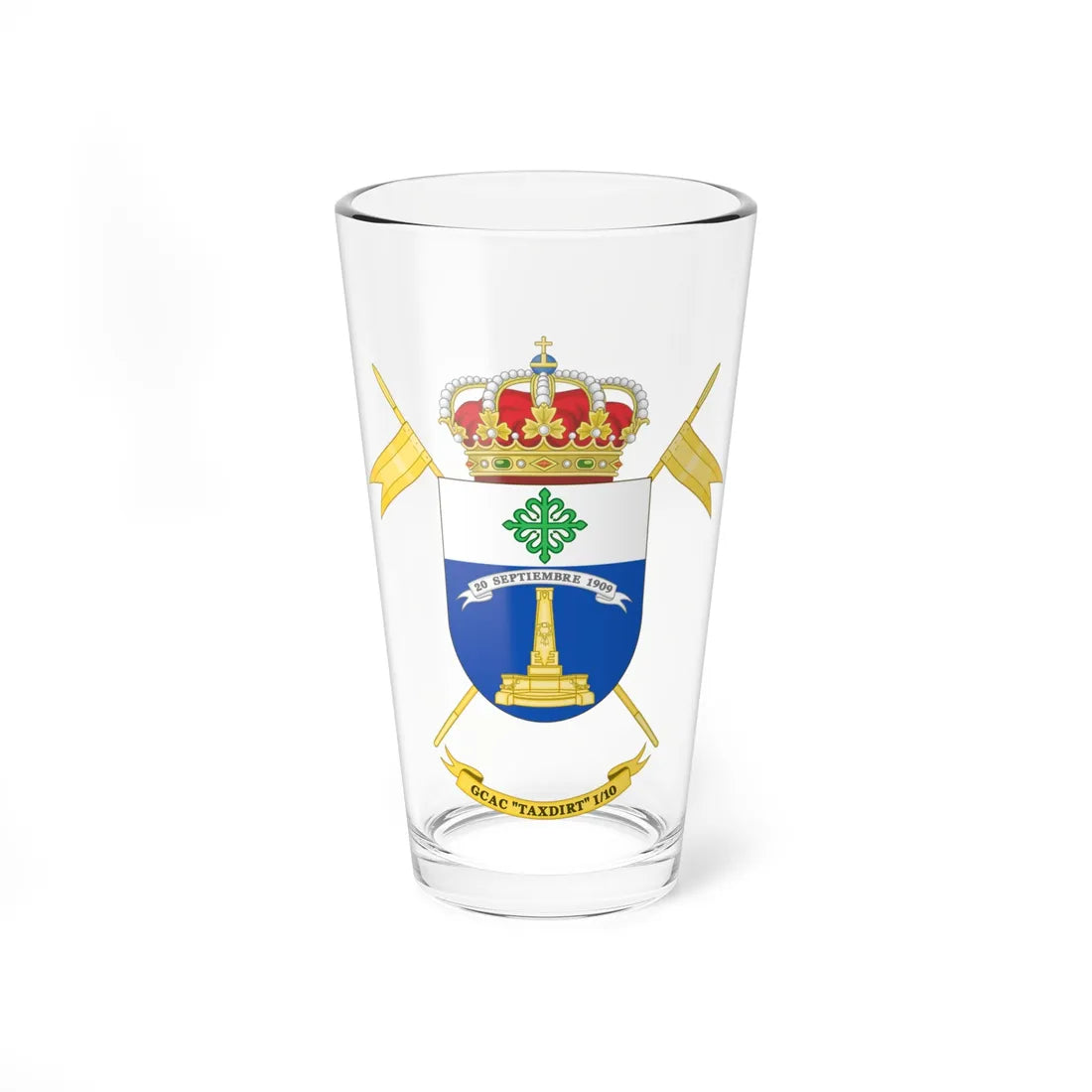 Coat of Arms of the 1st-10 Armored Cavalry Group Taxdirt (Spain) (Coat of Arms) Pint Glass 16oz 16oz - Go Mug Yourself