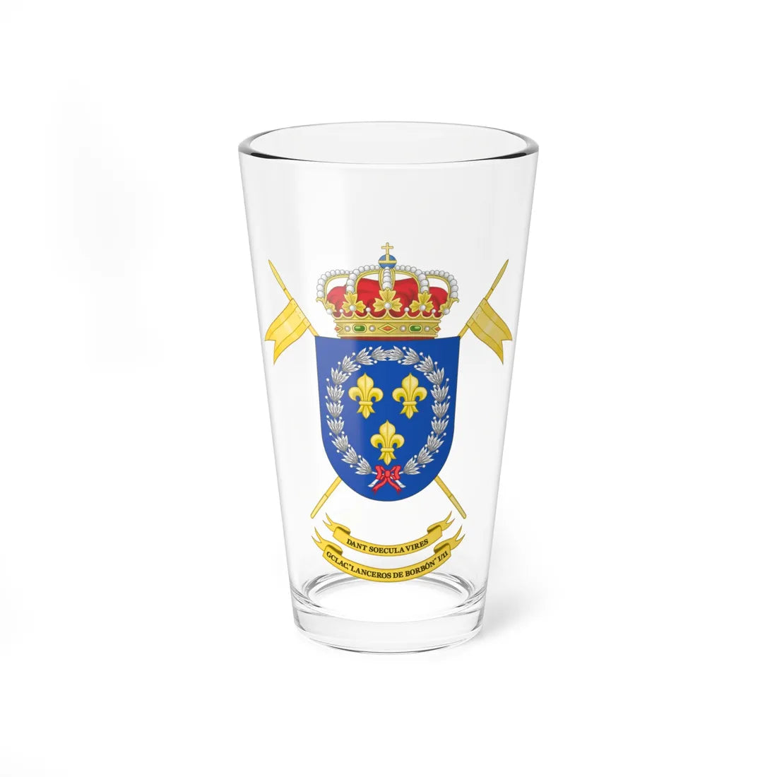 Coat of Arms of the 1st-11 Light Armored Cavalry Group Bourbon Lancers (Spain) (Coat of Arms) Pint Glass 16oz 16oz - Go Mug Yourself