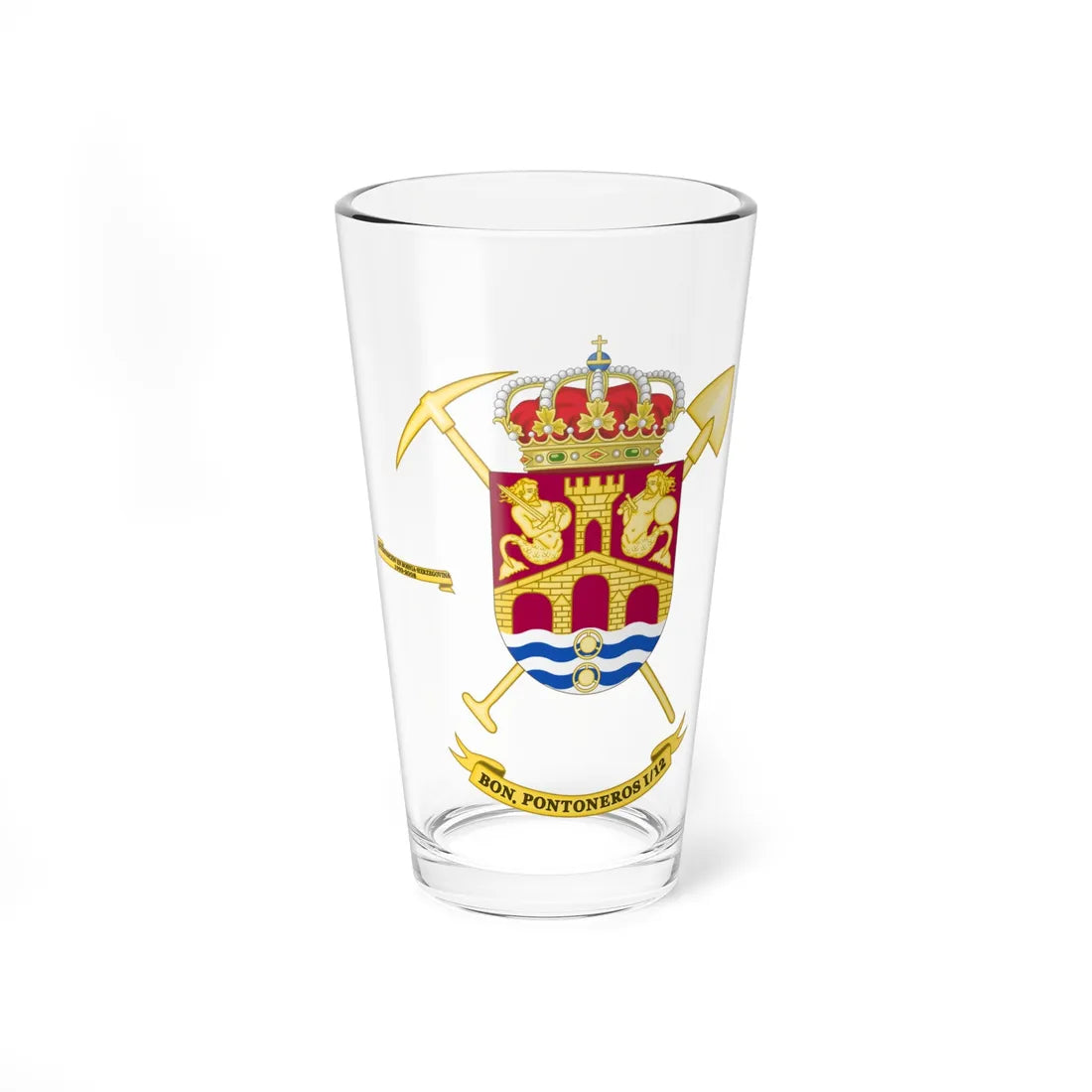 Coat of Arms of the 1st-12 Bridge Building Battalion (Spain) (Coat of Arms) Pint Glass 16oz 16oz - Go Mug Yourself