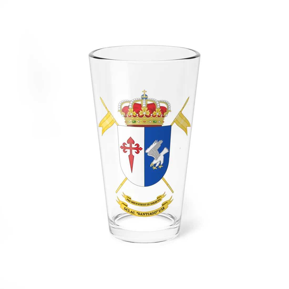 Coat of Arms of the 1st-12 Light Armored Cavalry Group Santiago (Spain) (Coat of Arms) Pint Glass 16oz 16oz - Go Mug Yourself