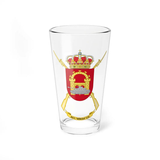 Coat of Arms of the 1st-16 Tank Infantry Battalion Mérida (Spain) (Coat of Arms) Pint Glass 16oz 16oz - Go Mug Yourself