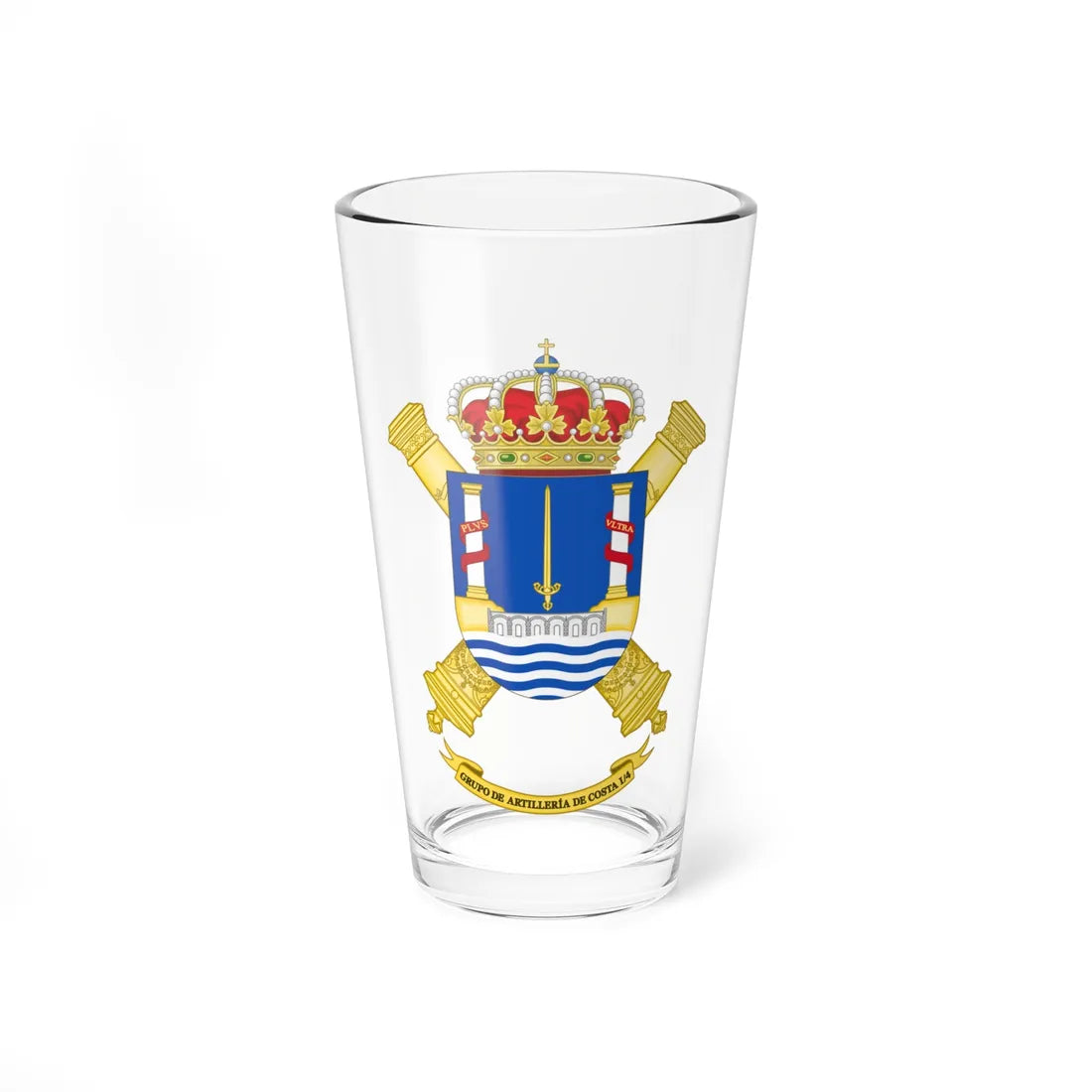 Coat of Arms of the 1st-4 Coastal Artillery Battalion (Spain) (Coat of Arms) Pint Glass 16oz 16oz - Go Mug Yourself