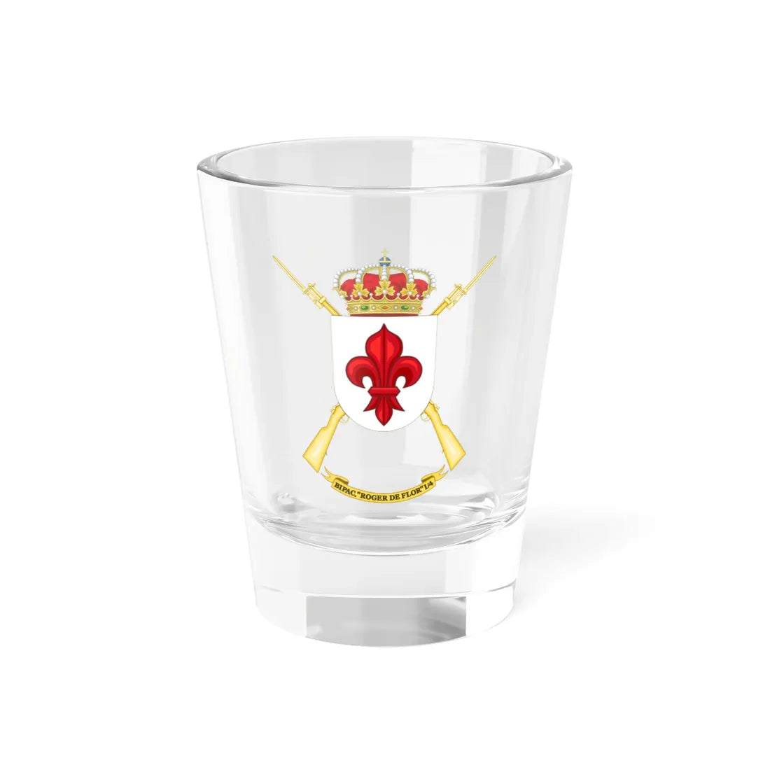 Coat of Arms of the 1st-4 Parachute Infantry Flag Roger de Flor (Spain) (Coat of Arms) Shot Glass 1.5oz 1.5oz - Go Mug Yourself