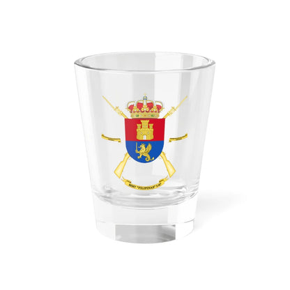 Coat of Arms of the 1st-47 Motorized Infantry Battalion Filipinas (Spain) (Coat of Arms) Shot Glass 1.5oz 1.5oz - Go Mug Yourself
