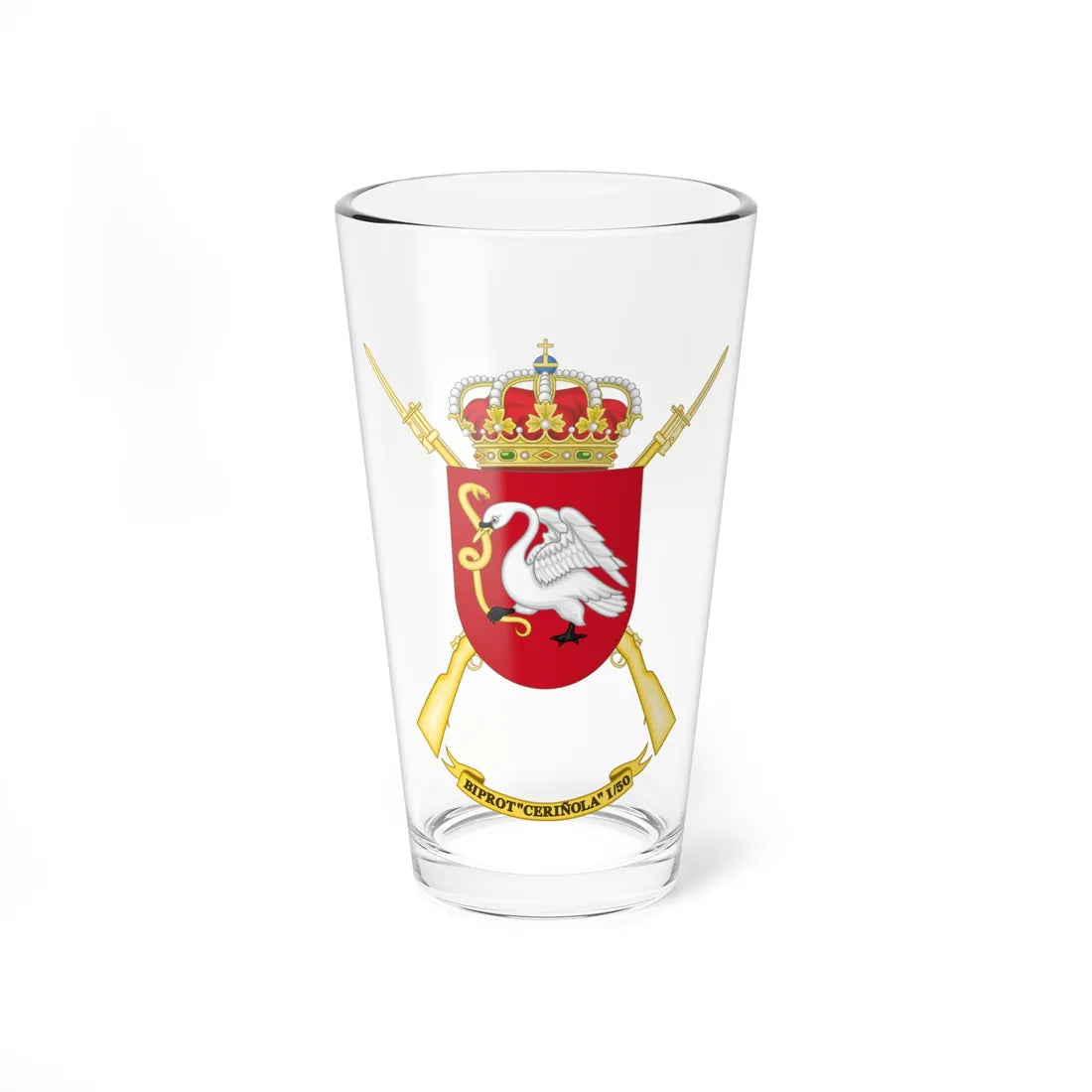 Coat of Arms of the 1st-50 Protected Infantry Battalion Ceriñola (Spain) (Coat of Arms) Pint Glass 16oz 16oz - Go Mug Yourself