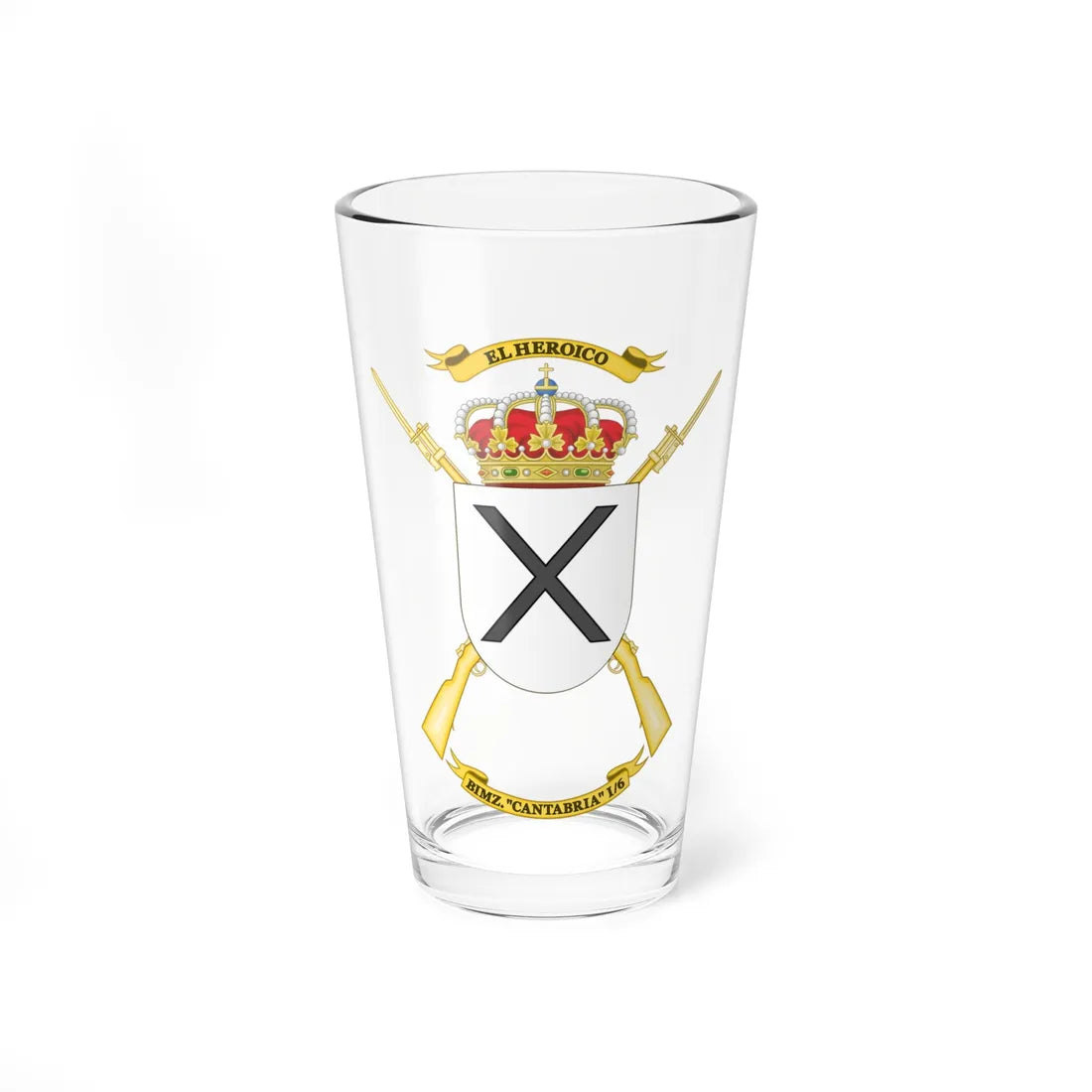 Coat of Arms of the 1st-6 Mechanized Infantry Battalion Cantabria (Spain) (Coat of Arms) Pint Glass 16oz 16oz - Go Mug Yourself