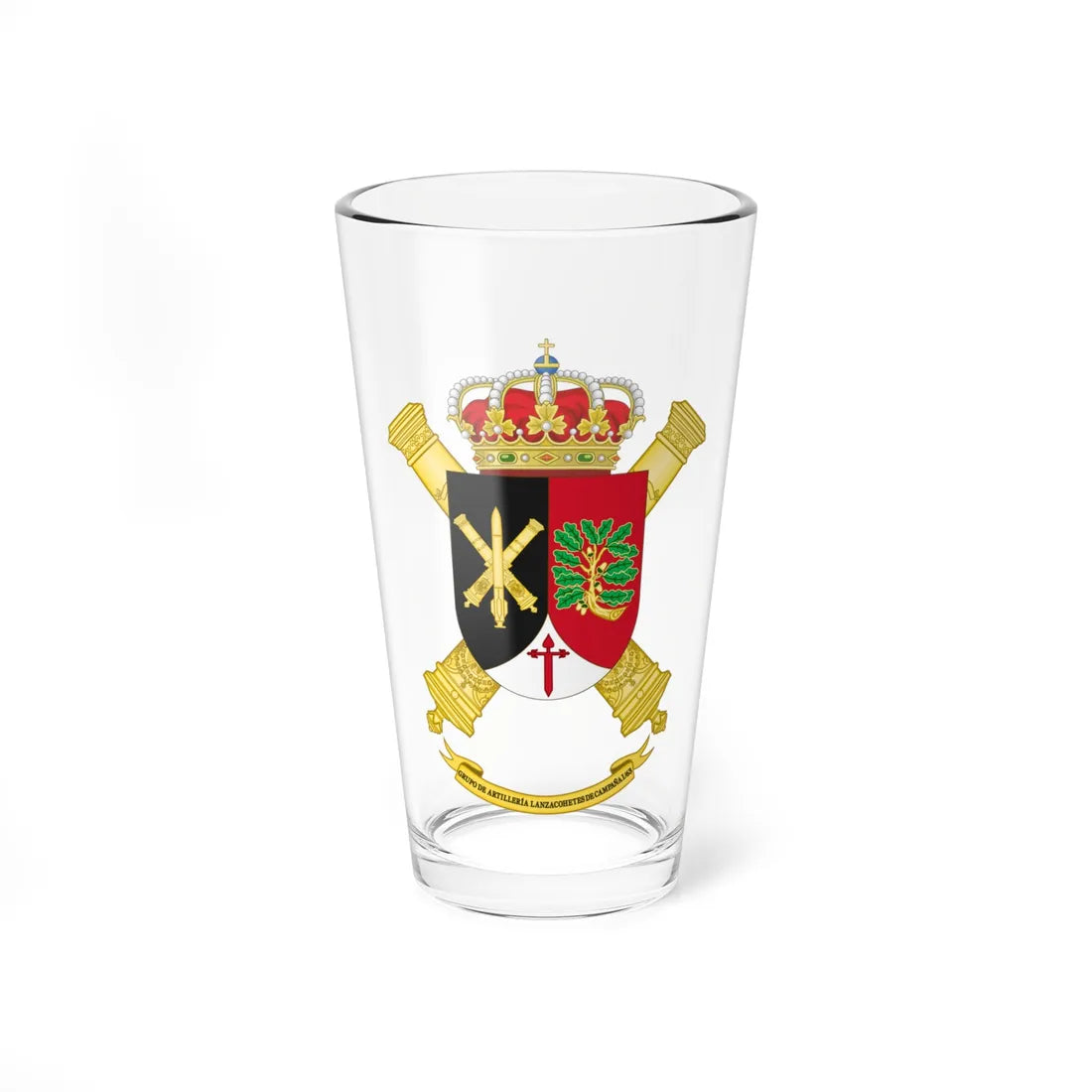 Coat of Arms of the 1st-63 Rocket Artillery Group (Spain) (Coat of Arms) Pint Glass 16oz 16oz - Go Mug Yourself