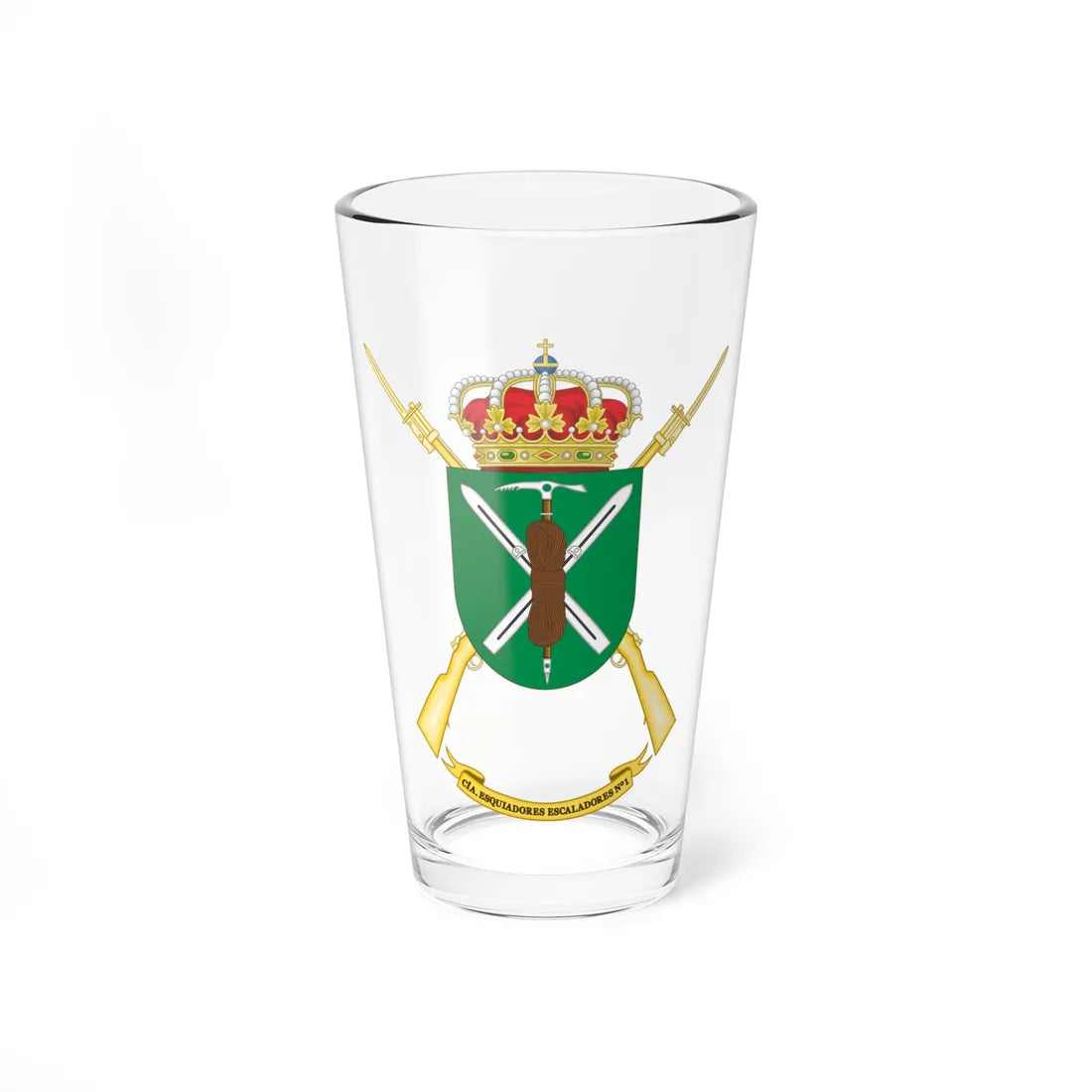 Coat of Arms of the 1st-64 Skiing Climbing Company (Spain) (Coat of Arms) Pint Glass 16oz 16oz - Go Mug Yourself
