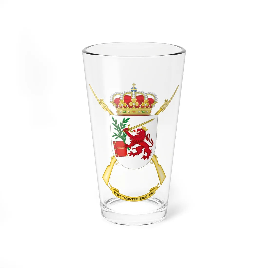 Coat of Arms of the 1st-66 Motorized Infantry Battalion Montejurra (Spain) (Coat of Arms) Pint Glass 16oz 16oz - Go Mug Yourself