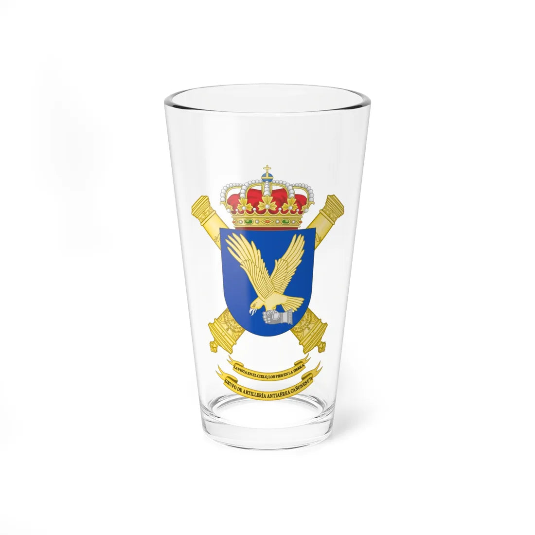 Coat of Arms of the 1st-71 Air Defence Artillery Group (Spain) (Coat of Arms) Pint Glass 16oz 16oz - Go Mug Yourself
