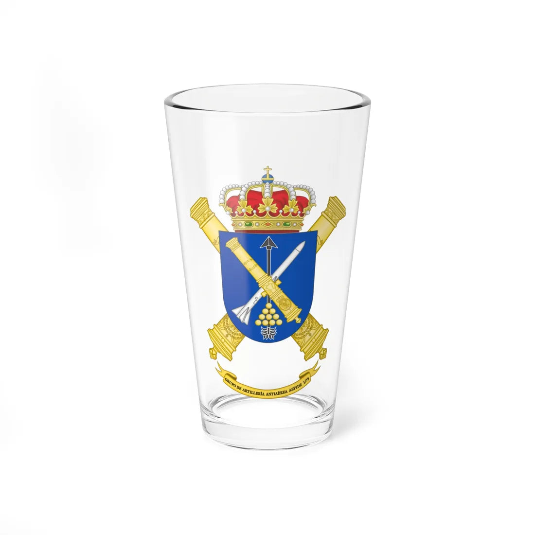 Coat of Arms of the 1st-73 Aspide Air Defence Artillery Group (Spain) (Coat of Arms) Pint Glass 16oz 16oz - Go Mug Yourself