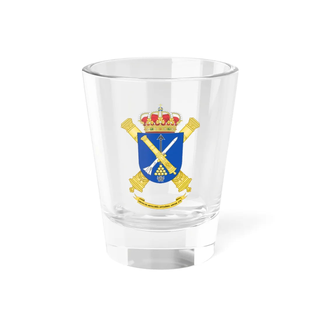 Coat of Arms of the 1st-73 Aspide Air Defence Artillery Group (Spain) (Coat of Arms) Shot Glass 1.5oz 1.5oz - Go Mug Yourself