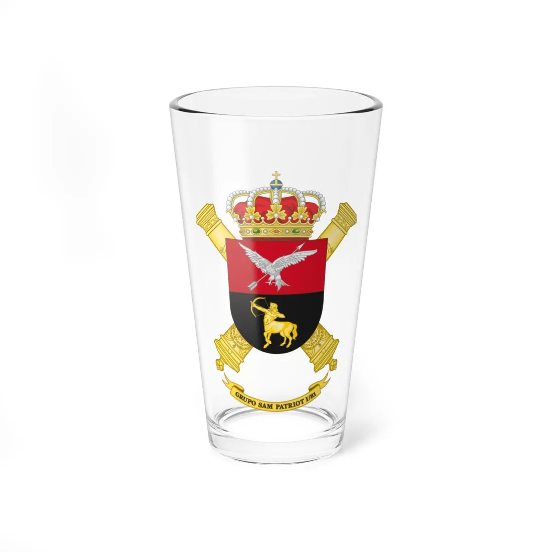 Coat of Arms of the 1st-81 SAM Patriot Missile Artillery Group (Spain) (Coat of Arms) Pint Glass 16oz 16oz - Go Mug Yourself