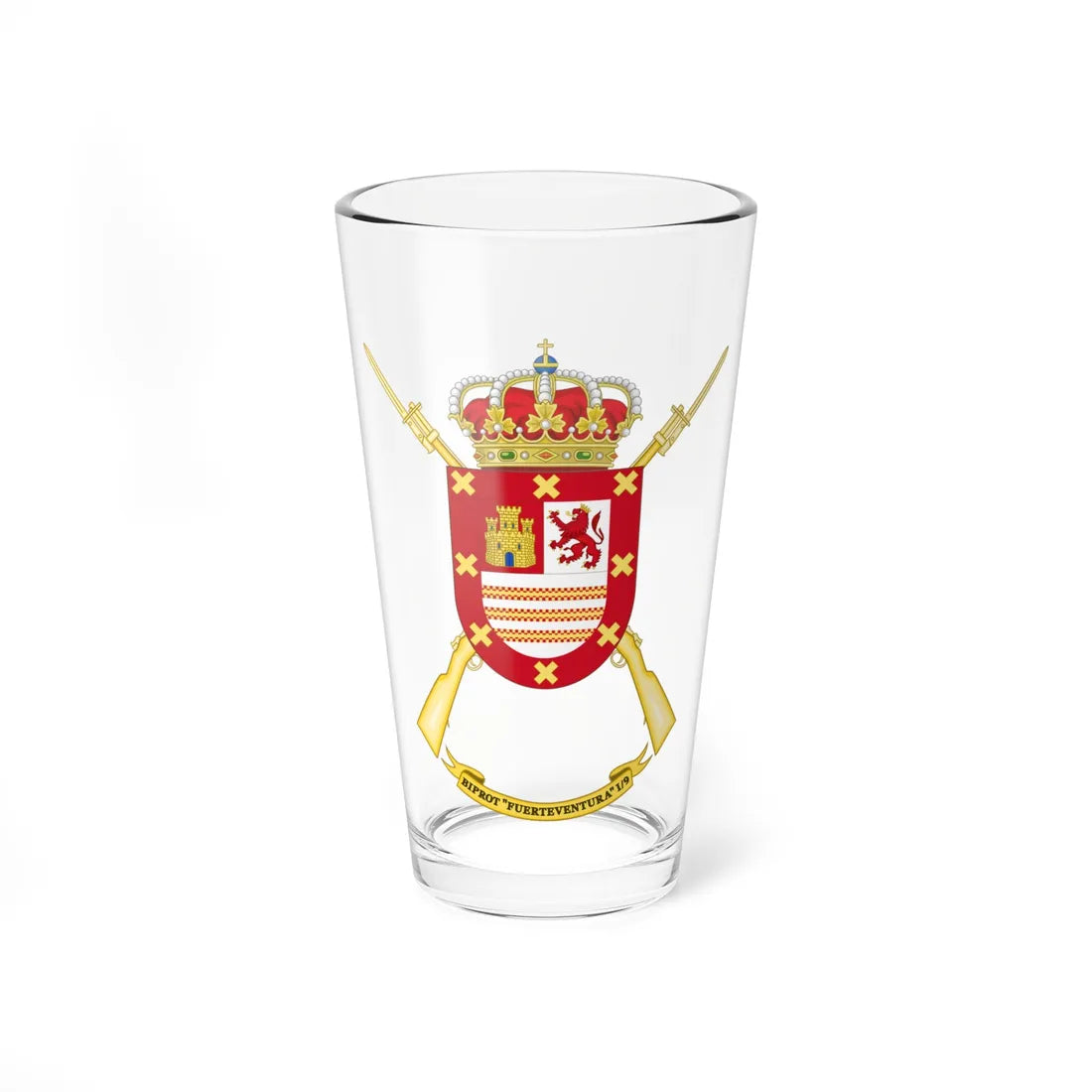 Coat of Arms of the 1st-9 Protected Infantry Battalion Fuerteventura (Spain) (Coat of Arms) Pint Glass 16oz 16oz - Go Mug Yourself