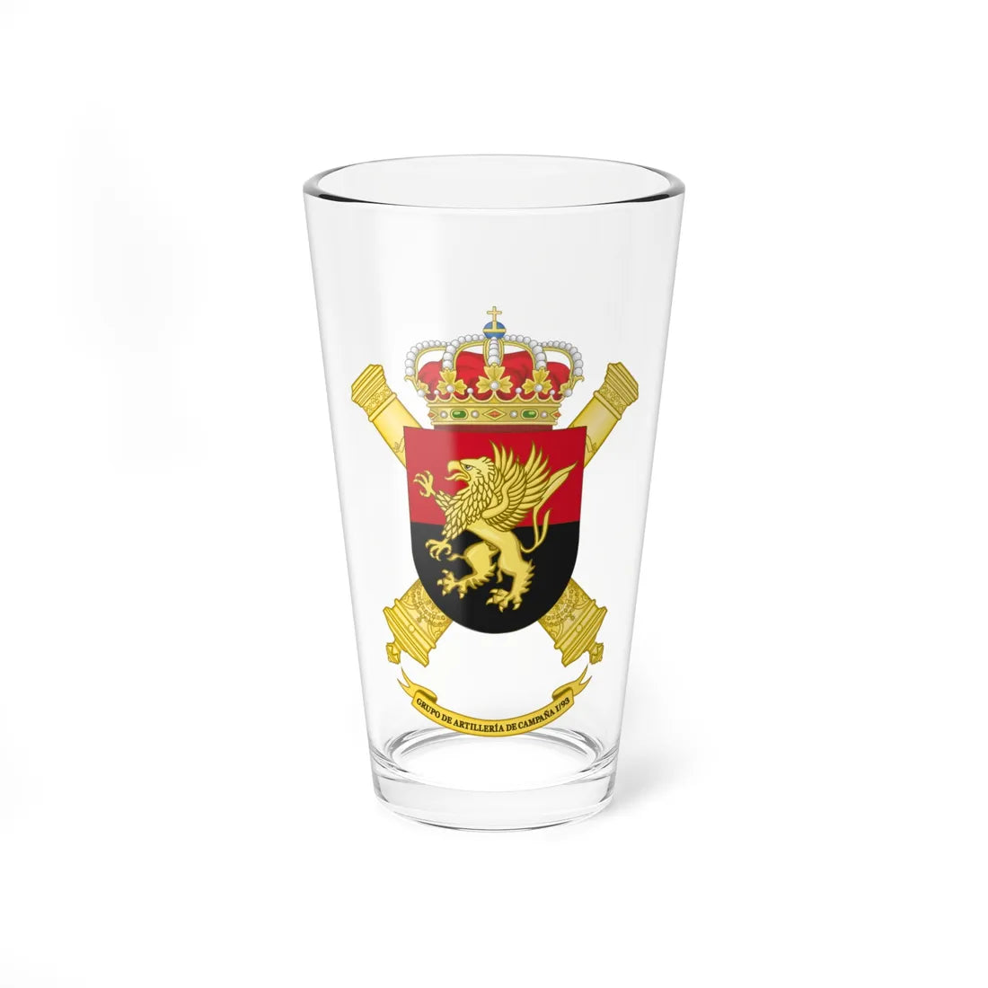Coat of Arms of the 1st-93 Field Artillery Group (Spain) (Coat of Arms) Pint Glass 16oz 16oz - Go Mug Yourself