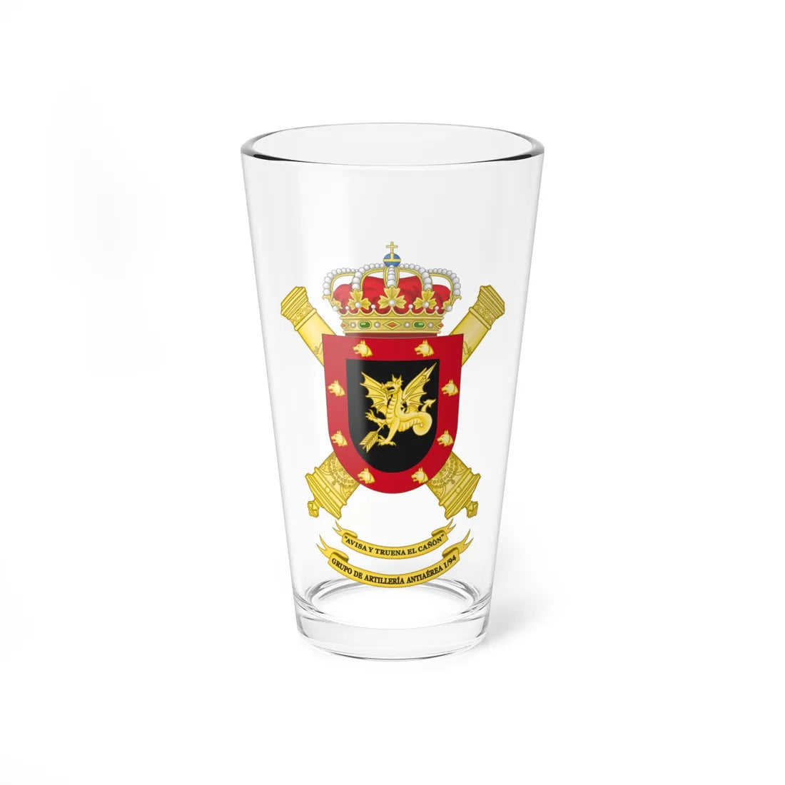 Coat of Arms of the 1st-94 Air Defence Artillery Group (Spain) (Coat of Arms) Pint Glass 16oz 16oz - Go Mug Yourself