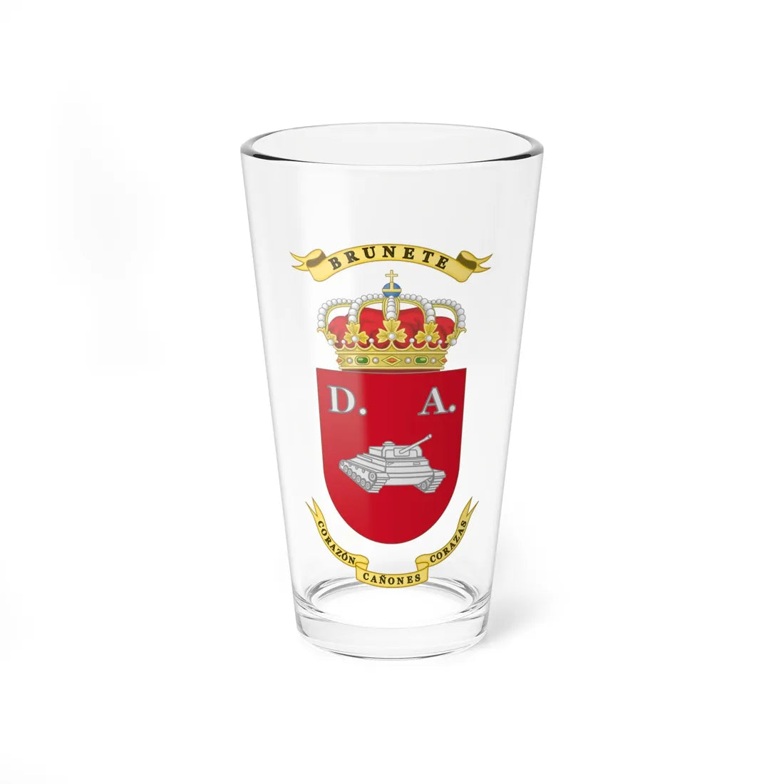 Coat of Arms of the 1st Armoured Division Brunete (Spain) (Coat of Arms) Pint Glass 16oz 16oz - Go Mug Yourself