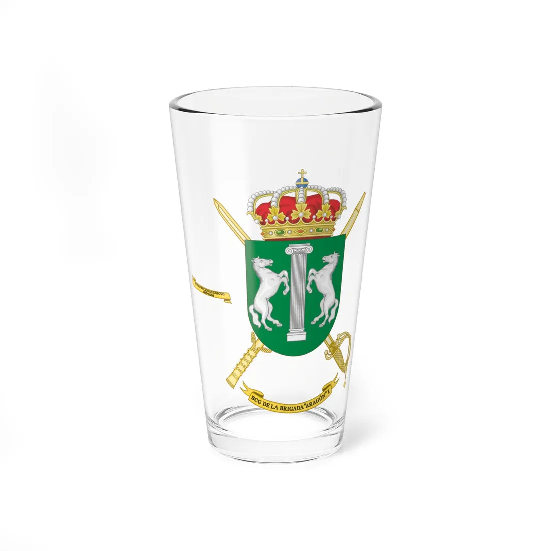 Coat of Arms of the 1st Brigade Aragón Headquarters Battalion (Spain) (Coat of Arms) Pint Glass 16oz 16oz - Go Mug Yourself