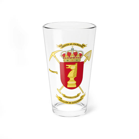 Coat of Arms of the 1st Engineer Battalion (Spain) (Coat of Arms) Pint Glass 16oz 16oz - Go Mug Yourself