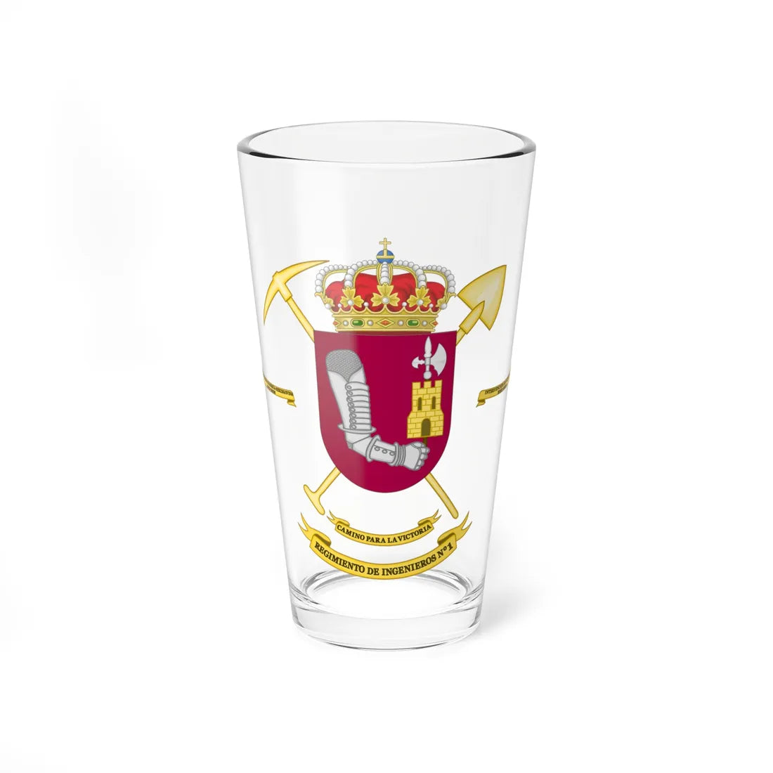Coat of Arms of the 1st Engineer Regiment (Spain) (Coat of Arms) Pint Glass 16oz 16oz - Go Mug Yourself