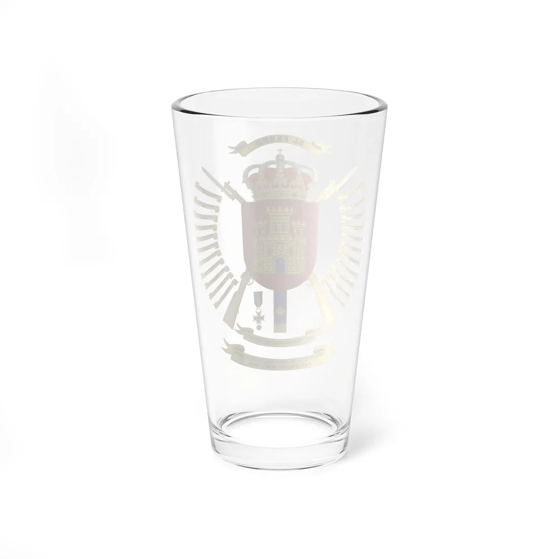 Coat of Arms of the 1st Kings Immemorial Infantry Regiment of AHQ (Spain) (Coat of Arms) Pint Glass 16oz - Go Mug Yourself