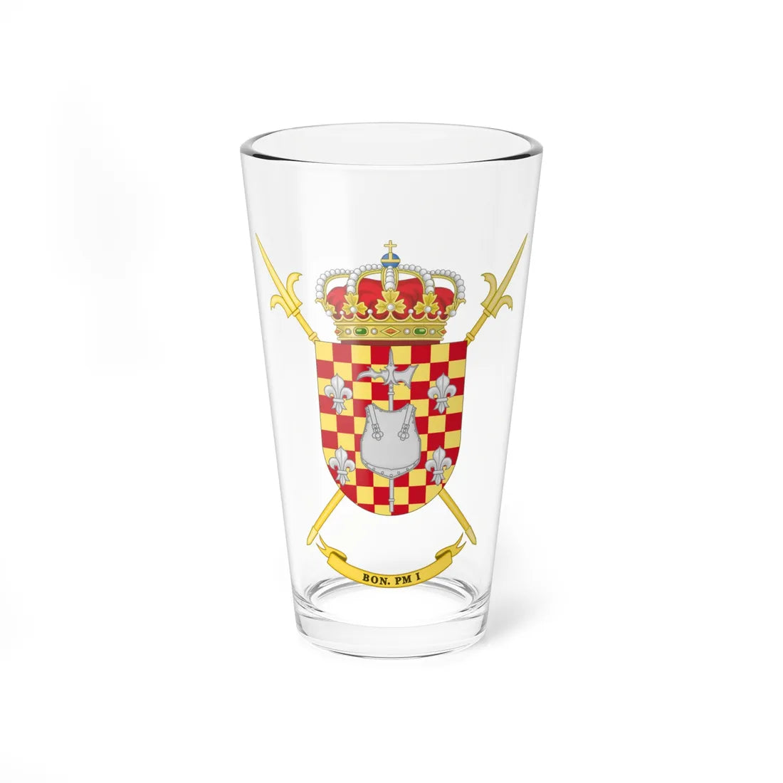 Coat of Arms of the 1st Military Police Battalion (Spain) (Coat of Arms) Pint Glass 16oz 16oz - Go Mug Yourself